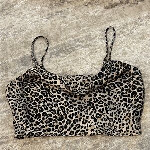 windsor leopard print cropped cowl top